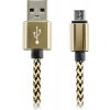 Kábel mikro USB - USB 2.0, Aluminium, opletený, rôzne farby, 2m