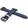 eses Kožený remienok pre Garmin - Modrý s bielym prešívaním, QuickFit 22 mm