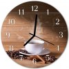 Nástenné sklenené hodiny Káva fi 30 cm