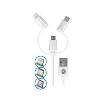 Forever T_01625 3v1, USB/Micro USB + Lightning + USB-C, 1m