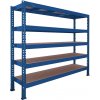 Nekonečný priemyselný regál Trestles RNC 2000x1800x800, nosnosť 4000 kg, 5 políc Farba: modrá