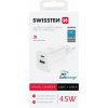 Adaptér Swissten s funkciou rýchleho nabíjania 45W Dual white