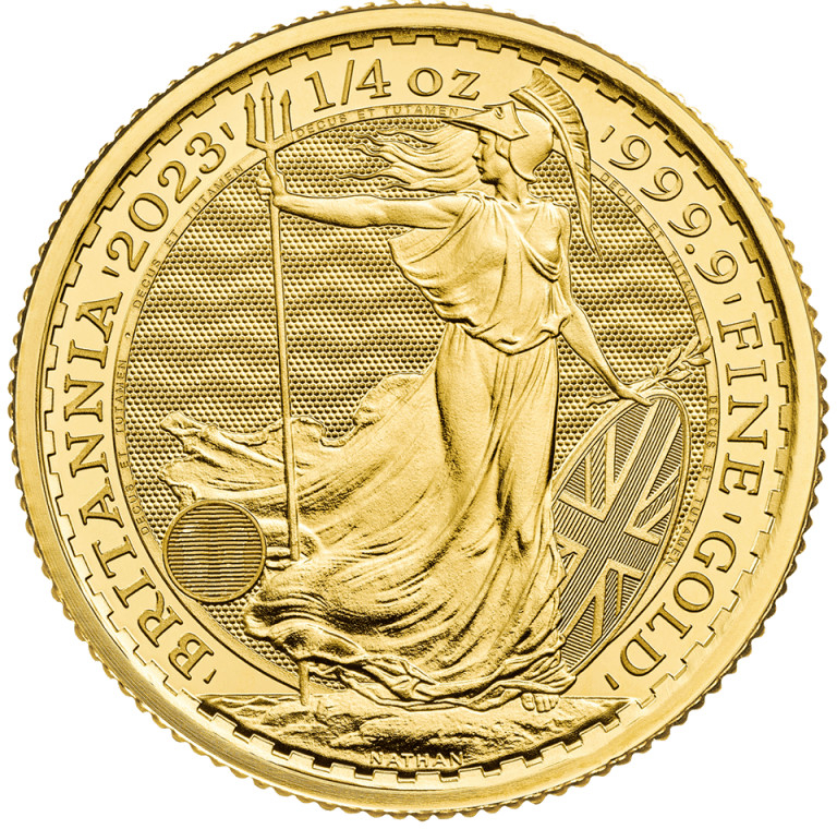 The Royal Mint Zlatá minca Britannia Kráľ Karol III. 1/4 oz