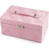 Šperkovnica 2 v 1 uzamykateľná, semiš ružová sv. 1ks
