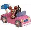 Detoa Drevené auto ružové - Krtko na výlete