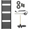 CERANO - Kúpeľňový radiátorový set Vincenzo - kombinované vykurovanie, wifi tyč - bočné jednobodové pripojenie - 500W - čierna matná - 1330x450 mm CER-663739