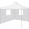 vidaXL Profesionálny skladací párty stan+2 steny 3x3 m, oceľ, biely