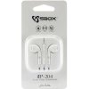 SBOX iEP-204W, Slúchadlá do uší s mikr. Biele