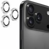 ENKAY sklá posádzané kamienkami na ochranu šošoviek zadného fotoaparátu pre iPhone 17 Pro / 17 Pro Max - strieborná - možnosť vrátiť tovar ZADARMO do 30tich dní