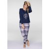 Key dámske pyžamo s flanelovými nohavicami a kvetmi modrá