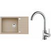 Alveus SET A354 Beige 55 / Chrom SETA354 - Drez Granitový Intermezzo 130 - 780x480mm, vanička 460x405x200mm, Beige 55 + bateria Tonia, Chróm