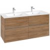 VILLEROY & BOCH Collaro závesná skrinka pod dvojumývadlo, 4 zásuvky, s LED osvetlením, 1261 x 480 x 610 mm, Oak Kansas, C147B0RH