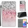 Peňaženkové kožené puzdro DRAWING na Xiaomi Redmi Note 10 5G - Silver Pink Glitter