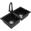 MEXEN/S MEXEN/S - Mario granitový drez 2-bowl vrátane batérie Elia, čierna 6504-77-670101-70