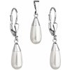 Súprava šperkov s perlami Swarovski náušnice a prívesok biela perla slza 39119.1
