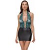 Cottelli - lacy shiny dress with lace (black-green), S
