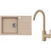 Alveus SET A066 Beige 55 SETA066 - Drez Granitový Rock 130 - 780x480mm, vanička 400x400x180mm, + bateria Tonia