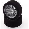 HOT RACE TIRES Machové predné gumy, Pan Car 1/10, strieborný disk, sh 37