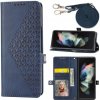 Peňaženkové kožené puzdro Cubic Grid na Samsung Galaxy Z Fold 6 5G - Modrá