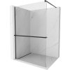 Mexen Kioto, sprchová zástena Walk-In Walk-in 95 x 200 cm, 8mm číre sklo, čierny profil + vešiak na uteráky s poličkou, 800-095-121-70-00