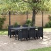Zostava záhradného nábytku plast vidaXL čierna, 7-dielna