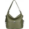 Mondo Italia Kožená kabelka na rameno/batoh 328 vojenska zelená Zelená