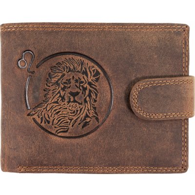 Wild Luxusná pánska peňaženka s prackou s obrázkom znamení zverorkuhu Lev hnědá