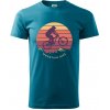 MTB farebný bicykel západ slnka - Klasické pánske tričko vyššej gramáže - L ( Tmavý tyrkys )