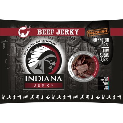Indiana Jerky Beef Jerky Peppered sušené mäso hovädzie 90 g