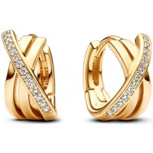 Pandora Pozlátené kruhové náušnice so zirkónmi Pavé Shine 263150C01