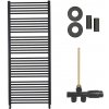 CERANO - Kúpeľňový radiátorový set Alberto - ústredné vykurovanie - bočné jednobodové pripojenie - 999W - čierna matná - 1660x650 mm CER-663544