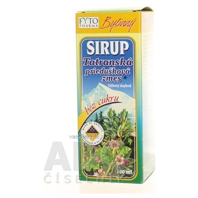 FYTO Tatranská priedušková zmes SIRUP bez cukru bylinný 1x100 ml