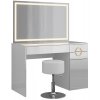 Vicco Vanity table Adela, 115 cm with LED mirror and stool, Biela High Gloss