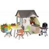 Domček pre záhradníka s grilovačkou v reštaurácii Garden House Life Smoby výnimočne rozšíriteľný s kvetináčmi od 24 mes
