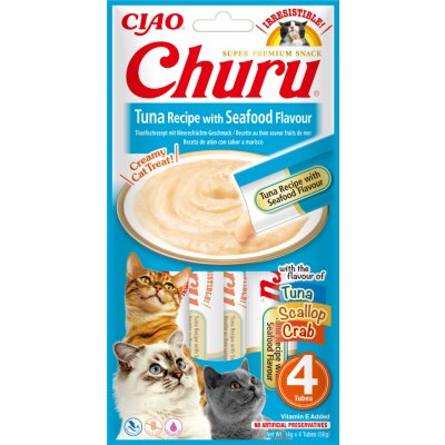 Churu cat mäsové pyré tuniak morské plody 56 g