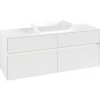 VILLEROY & BOCH Collaro závesná skrinka pod umývadlo na dosku (umývadlo v strede), 4 zásuvky, s LED osvetlením, 1400 x 500 x 548 mm, White Matt, C116B0MS