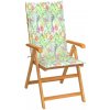 Skladacia záhradná stolička s poduškami teak / látka Dekorhome Kvety vzor
