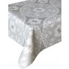 IMPOL TRADE Obrus PVC 3581288 biele čipky s ružičkami na sivom podklade návin 20 mx140 cm