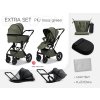 Dvojkombinácia kočíka Moon PIÚ Extra set 2025 - Black chrome Black chrome - MOSS GREEN