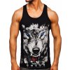 Bolf pánske tank top tričko boxerského strihu s potlačou 14850 čierne