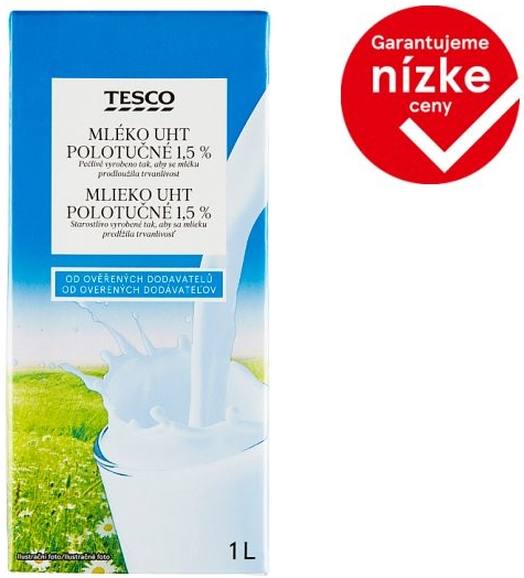Tesco Mlieko UHT polotučné 1,5 % 1 l od 0,69 € - Heureka.sk