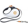 Vodítko samonavíjacie 25kg/5m čiernobielo/oranžová Kiwi