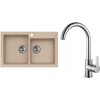 Alveus SET A543 Beige 55 / Chróm SETA543 - Drez Granitový Rock 90 - 780x480mm, vanička 340x400x180mm, 340x350x180mm, Beige 55 + bateria Tonia,
