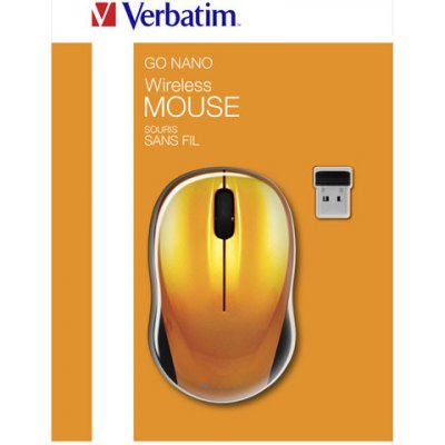 Myš bezdrôtová, Verbatim Go Nano 49045, oranžová, optická, 1600DPI 49045