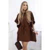 KESI 9016HN Oversize dámske šaty s viazaním v páse a širokými rukávmi, hnedé UNI