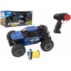 Teddies Auto RC buggy terénne modré 22cm plast 2,4GHz na batérie + dobíjací pack v krabici 32x16x18cm