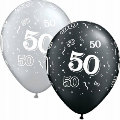 Balóny k 50 narodeninám Qualatex strieborné a čierne