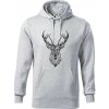 Jeleň kresba - Mikina pánska Cape s kapucňou - S ( Svetlosivý melír )