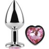 Secret Play - Metal Butt Plug Fuchsia Heart Small Size 7 cm