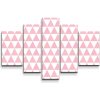 Sablio Obraz - 5-dílný Ružové a biele Trojuholníky - 125x90 cm